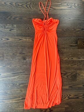 sincerely jules orange dress Sincerely Jules Dress Womens sz L Stretchy Knit Round Neck Bodycon Orange